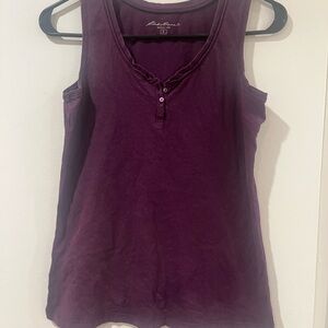 3/$15 Purple Cotton Sleeveless Top Eddie Bauer w Adjustable Buttons Size Small